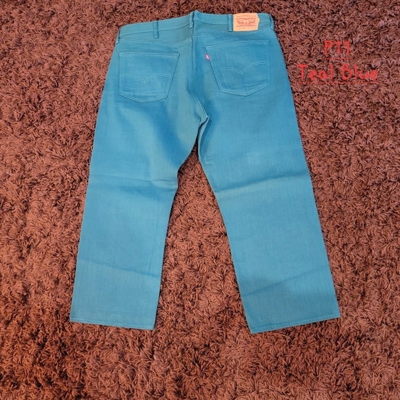 Levis 501*XX Button fly Jeans Teal/Blue Color W40 L32 - Picture 2 of 9